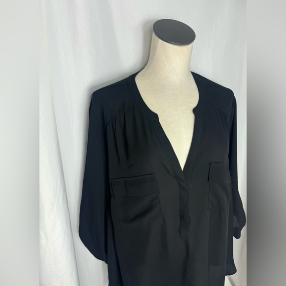 Torrid Elegant Black Women's Top sheer with front pockets 3/4 sleeves size 2 - Picture 3 of 5